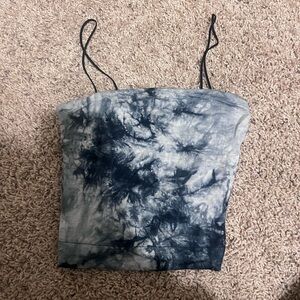 Tie-Dye Spaghetti Strap Top - Blue Tie Dye American Eagle Cropped Top